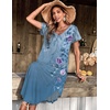 image:imageEkouaer Long Nightgowns for Women Short Sleeve House Dress with Pockets V Neck Sleepshirts Side Split Sleepwear S4XLSky Blue Floral