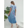 image:imageEkouaer Long Nightgowns for Women Short Sleeve House Dress with Pockets V Neck Sleepshirts Side Split Sleepwear S4XLSky Blue Floral