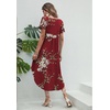 image:imageEkouaer Long Nightgowns for Women Short Sleeve House Dress with Pockets V Neck Sleepshirts Side Split Sleepwear S4XLWine Red Floral