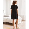 image:imageEkouaer Nightgowns for Women Button Down Pajamas Tops Short Sleeve Sleepwear VNeck Sleepwear S3XLBlack