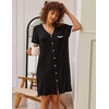 image:imageEkouaer Nightgowns for Women Button Down Pajamas Tops Short Sleeve Sleepwear VNeck Sleepwear S3XLBlack