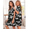 image:imageEkouaer Nightgowns for Women Button Down Pajamas Tops Short Sleeve Sleepwear VNeck Sleepwear S3XLBlack Flower