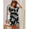 image:imageEkouaer Nightgowns for Women Button Down Pajamas Tops Short Sleeve Sleepwear VNeck Sleepwear S3XLBlack Flower
