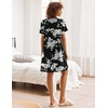 image:imageEkouaer Nightgowns for Women Button Down Pajamas Tops Short Sleeve Sleepwear VNeck Sleepwear S3XLBlack Flower