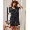 image:imageEkouaer Nightgowns for Women Button Down Pajamas Tops Short Sleeve Sleepwear VNeck Sleepwear S3XLBlack Star