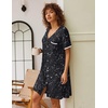 image:imageEkouaer Nightgowns for Women Button Down Pajamas Tops Short Sleeve Sleepwear VNeck Sleepwear S3XLBlack Star