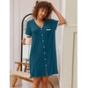 image:imageEkouaer Nightgowns for Women Button Down Pajamas Tops Short Sleeve Sleepwear VNeck Sleepwear S3XLBlue  Green