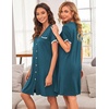 image:imageEkouaer Nightgowns for Women Button Down Pajamas Tops Short Sleeve Sleepwear VNeck Sleepwear S3XLBlue  Green