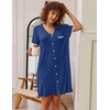 image:imageEkouaer Nightgowns for Women Button Down Pajamas Tops Short Sleeve Sleepwear VNeck Sleepwear S3XLBlue