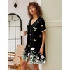 image:imageEkouaer Nightgowns for Women Button Down Pajamas Tops Short Sleeve Sleepwear VNeck Sleepwear S3XLButterfly