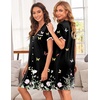 image:imageEkouaer Nightgowns for Women Button Down Pajamas Tops Short Sleeve Sleepwear VNeck Sleepwear S3XLButterfly