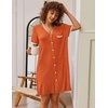 image:imageEkouaer Nightgowns for Women Button Down Pajamas Tops Short Sleeve Sleepwear VNeck Sleepwear S3XLCaramel
