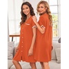 image:imageEkouaer Nightgowns for Women Button Down Pajamas Tops Short Sleeve Sleepwear VNeck Sleepwear S3XLCaramel