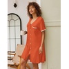 image:imageEkouaer Nightgowns for Women Button Down Pajamas Tops Short Sleeve Sleepwear VNeck Sleepwear S3XLCaramel