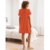 image:imageEkouaer Nightgowns for Women Button Down Pajamas Tops Short Sleeve Sleepwear VNeck Sleepwear S3XLCaramel