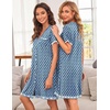 image:imageEkouaer Nightgowns for Women Button Down Pajamas Tops Short Sleeve Sleepwear VNeck Sleepwear S3XLEthnic Print