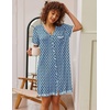 image:imageEkouaer Nightgowns for Women Button Down Pajamas Tops Short Sleeve Sleepwear VNeck Sleepwear S3XLEthnic Print