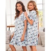 image:imageEkouaer Nightgowns for Women Button Down Pajamas Tops Short Sleeve Sleepwear VNeck Sleepwear S3XLFlower