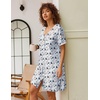 image:imageEkouaer Nightgowns for Women Button Down Pajamas Tops Short Sleeve Sleepwear VNeck Sleepwear S3XLFlower
