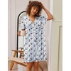 image:imageEkouaer Nightgowns for Women Button Down Pajamas Tops Short Sleeve Sleepwear VNeck Sleepwear S3XLFlower