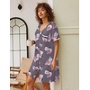 image:imageEkouaer Nightgowns for Women Button Down Pajamas Tops Short Sleeve Sleepwear VNeck Sleepwear S3XLGrey Flower