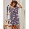 image:imageEkouaer Nightgowns for Women Button Down Pajamas Tops Short Sleeve Sleepwear VNeck Sleepwear S3XLGrey Flower
