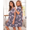 image:imageEkouaer Nightgowns for Women Button Down Pajamas Tops Short Sleeve Sleepwear VNeck Sleepwear S3XLGrey Flower