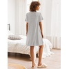 image:imageEkouaer Nightgowns for Women Button Down Pajamas Tops Short Sleeve Sleepwear VNeck Sleepwear S3XLLight Grey