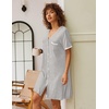 image:imageEkouaer Nightgowns for Women Button Down Pajamas Tops Short Sleeve Sleepwear VNeck Sleepwear S3XLLight Grey
