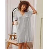 image:imageEkouaer Nightgowns for Women Button Down Pajamas Tops Short Sleeve Sleepwear VNeck Sleepwear S3XLLight Grey