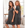 image:imageEkouaer Nightgowns for Women Button Down Pajamas Tops Short Sleeve Sleepwear VNeck Sleepwear S3XLMisty Grey