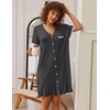 image:imageEkouaer Nightgowns for Women Button Down Pajamas Tops Short Sleeve Sleepwear VNeck Sleepwear S3XLMisty Grey