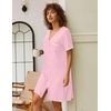 image:imageEkouaer Nightgowns for Women Button Down Pajamas Tops Short Sleeve Sleepwear VNeck Sleepwear S3XLMisty Rose