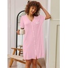 image:imageEkouaer Nightgowns for Women Button Down Pajamas Tops Short Sleeve Sleepwear VNeck Sleepwear S3XLMisty Rose
