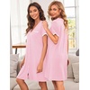 image:imageEkouaer Nightgowns for Women Button Down Pajamas Tops Short Sleeve Sleepwear VNeck Sleepwear S3XLMisty Rose