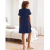 image:imageEkouaer Nightgowns for Women Button Down Pajamas Tops Short Sleeve Sleepwear VNeck Sleepwear S3XLNavy Blue