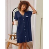image:imageEkouaer Nightgowns for Women Button Down Pajamas Tops Short Sleeve Sleepwear VNeck Sleepwear S3XLNavy Blue