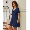 image:imageEkouaer Nightgowns for Women Button Down Pajamas Tops Short Sleeve Sleepwear VNeck Sleepwear S3XLNavy Blue
