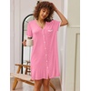 image:imageEkouaer Nightgowns for Women Button Down Pajamas Tops Short Sleeve Sleepwear VNeck Sleepwear S3XLPink
