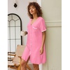 image:imageEkouaer Nightgowns for Women Button Down Pajamas Tops Short Sleeve Sleepwear VNeck Sleepwear S3XLPink
