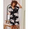 image:imageEkouaer Nightgowns for Women Button Down Pajamas Tops Short Sleeve Sleepwear VNeck Sleepwear S3XLPink Flower