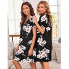image:imageEkouaer Nightgowns for Women Button Down Pajamas Tops Short Sleeve Sleepwear VNeck Sleepwear S3XLPink Flower