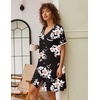 image:imageEkouaer Nightgowns for Women Button Down Pajamas Tops Short Sleeve Sleepwear VNeck Sleepwear S3XLPink Flower