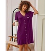 image:imageEkouaer Nightgowns for Women Button Down Pajamas Tops Short Sleeve Sleepwear VNeck Sleepwear S3XLPurple