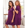 image:imageEkouaer Nightgowns for Women Button Down Pajamas Tops Short Sleeve Sleepwear VNeck Sleepwear S3XLPurple