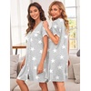 image:imageEkouaer Nightgowns for Women Button Down Pajamas Tops Short Sleeve Sleepwear VNeck Sleepwear S3XLStars