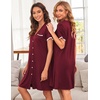 image:imageEkouaer Nightgowns for Women Button Down Pajamas Tops Short Sleeve Sleepwear VNeck Sleepwear S3XLWine Red