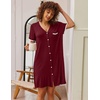image:imageEkouaer Nightgowns for Women Button Down Pajamas Tops Short Sleeve Sleepwear VNeck Sleepwear S3XLWine Red