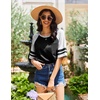 image:imageEkouaer Nightgowns for Women Short Sleeve Sleepshirts Crew Neck Nightshirts Color Block Pajamas Dress Soft SleepwearBlack