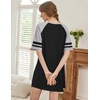 image:imageEkouaer Nightgowns for Women Short Sleeve Sleepshirts Crew Neck Nightshirts Color Block Pajamas Dress Soft SleepwearBlack